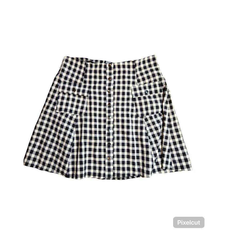 Unique‎ Vintage Gingham Button Front A-Line Skirt Size: 3X